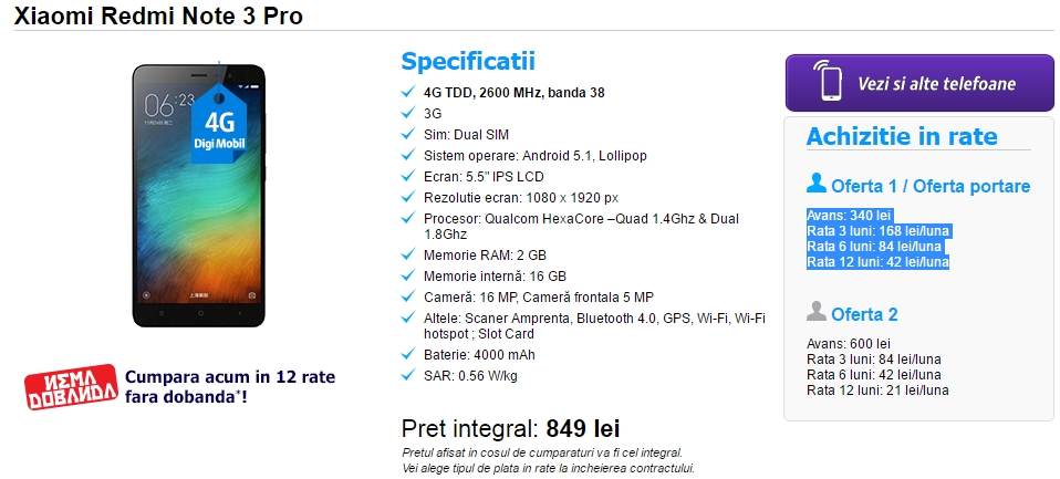 Xiaomi Redmi Note 3 Pro Digi Mobil