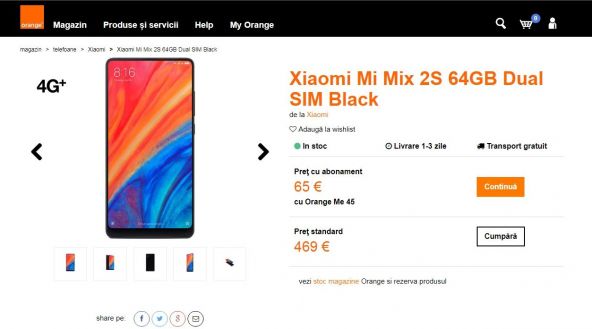 Xiaomi intră oficial pe piața românească prin Orange România, care vinde acum telefonul Mi MiX 2S