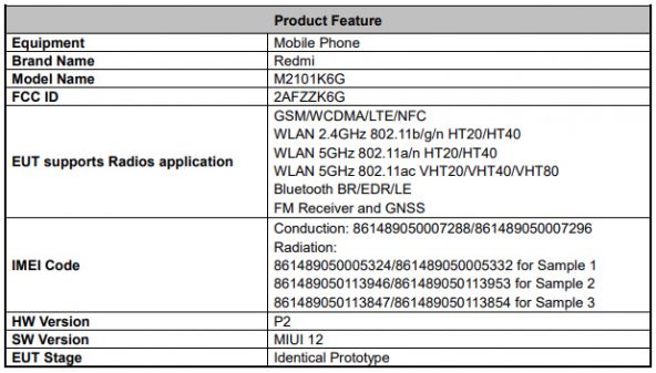 Xiaomi Redmi Note 10 FCC