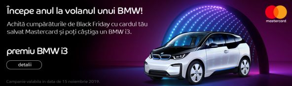 eMAG pune la bătaie un BMW i3, dacă faci cumpărături cu cardul Mastercard sau Maestro.