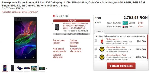 Razer Phone se vinde în România; Îl găsiți listat la PCGarage.ro 