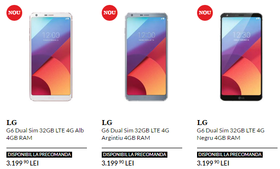 Pret LG G6 in Romania