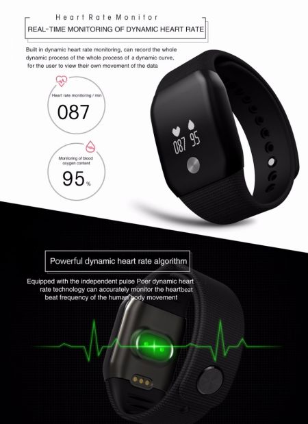 A88+ Dynamic Heart Rate Blood Oxygen Monitor Smart Watch