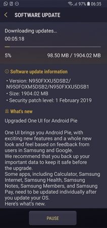Galaxy Note 8 Pie