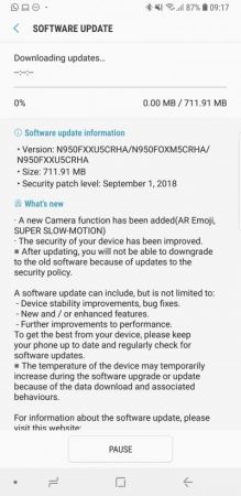 Galaxy Note 8 update