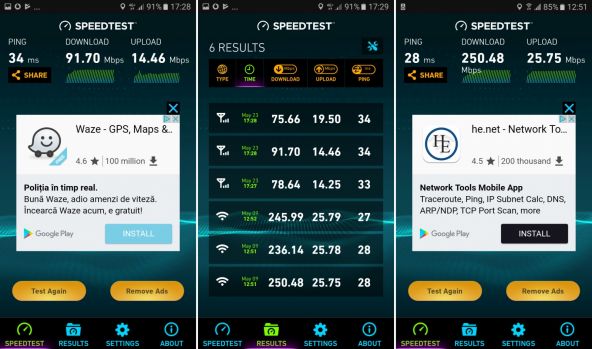 Speedtest Samsung Galaxy A3 (2017)