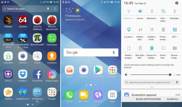 Interfata grafica Samsung Galaxy A3 (2017)