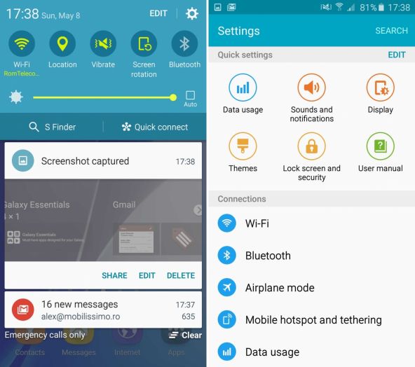 Samsung Galaxy A5 (2016) Quick Settings