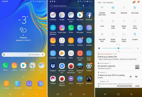 Interfata grafica Samsung Galaxy A9 (2018)
