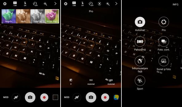 Setarile si interfata camerei lui Samsung Galaxy J5 (2016)
