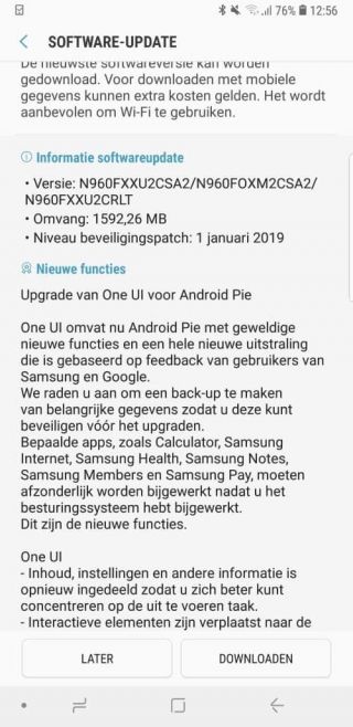 Samsung Galaxy Note 9 primeşte actualizarea la Android Pie, One UI în Olanda și Belgia
