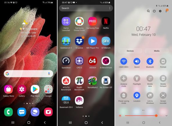 Interfață grafică Samsung Galaxy S21+ 5G