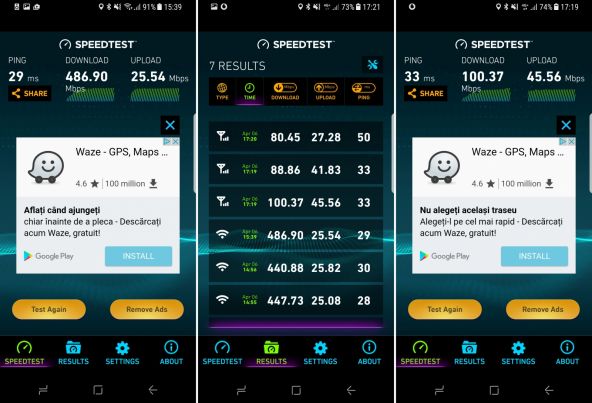 Speedtest Samsung Galaxy S8 (OOKLA)