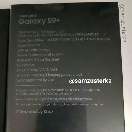 Aşa arată cutia lui Samsung Galaxy S9+; Aflăm că difuzoarele stereo vor fi tunate de AKG