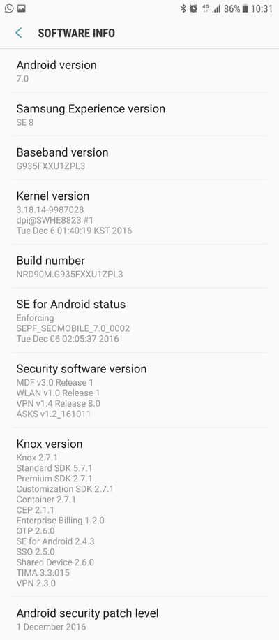 Samsung Galaxy S7 Edge Beta Nougat