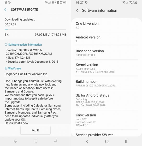 Samsung Galaxy S9 și Samsung Galaxy S9+ primesc deja actualizarea la Android 9.0 Pie cu One UI în Germania