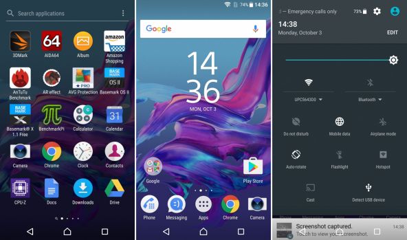 Interfata grafica Sony Xperia XZ