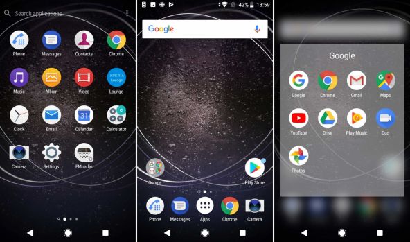 Interfata grafica Sony Xperia XA2