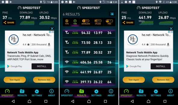 Speedtest Sony Xperia XZ Premium