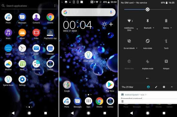 Interfata grafica Sony Xperia XZ2