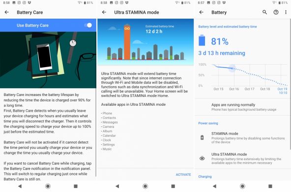 Setari baterie Sony Xperia XZ3