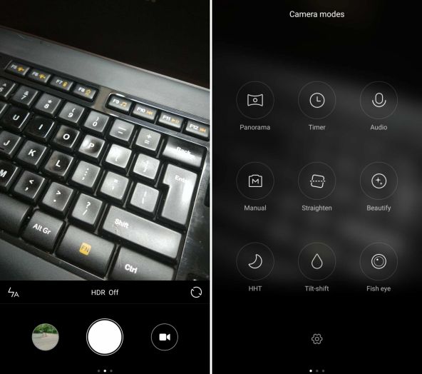Xiaomi Mi 5, interfata camerei