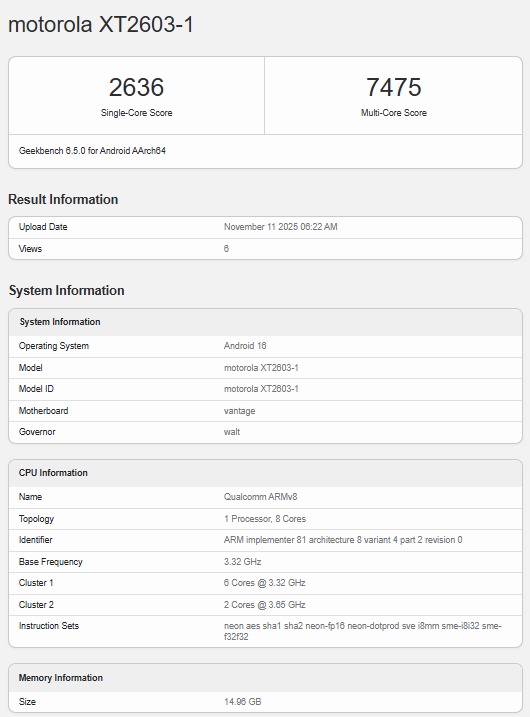 Un listing recent pe Geekbench a confirmat existența procesorului Snapdragon 8 Gen 5
