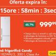OCAZIA ZILEI pe FLANCO: Combină frigorifică Candy CCBS 6182WH/2, capacitate 300 L, clasa energetică A+, la doar 999 lei!