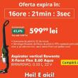 OCAZIA ZILEI pe FLANCO: Aspirator vertical Rowenta Air Force Serenity la doar 599 de lei!