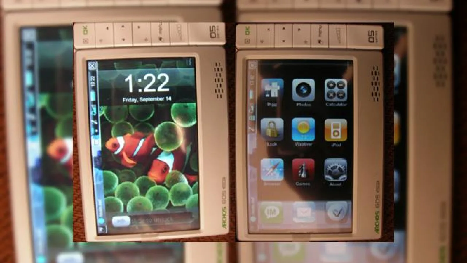 Interfata lui iPhone pe un telefon frantuzesc