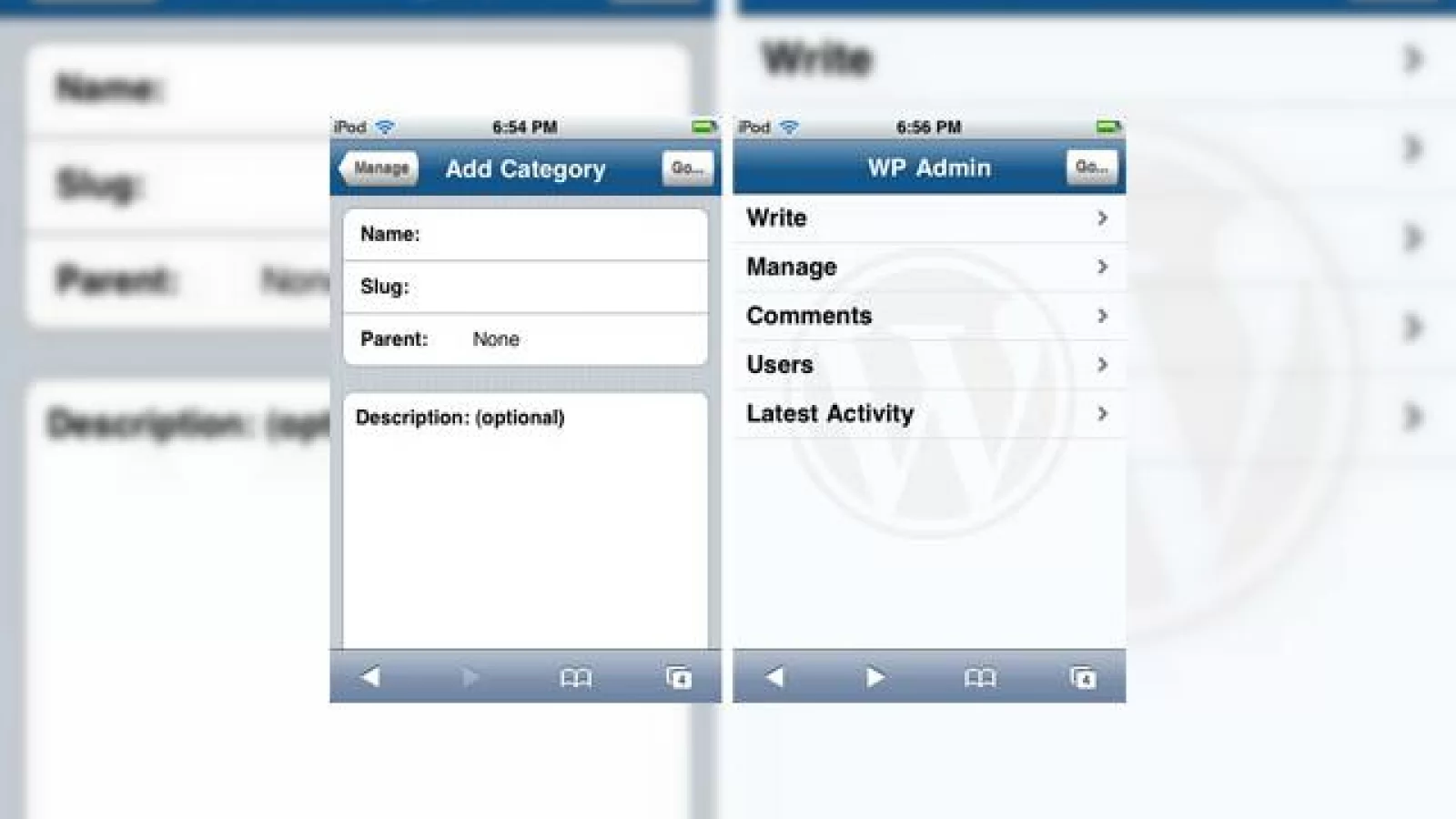 Interfata de admin WordPress, optimizata pentru iPhone si alte telefoane