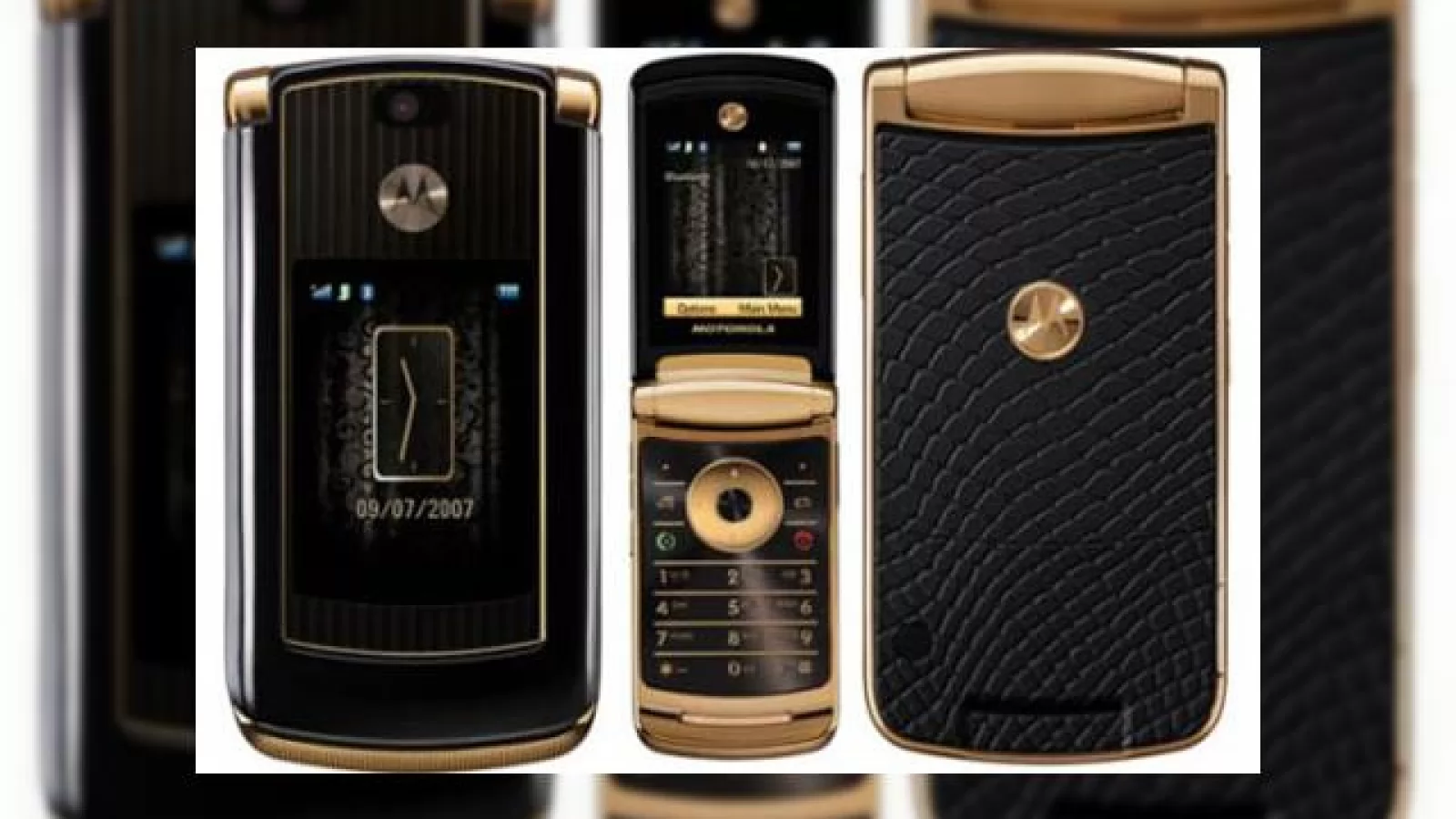 Telefonul Motorola RAZR2 impodobit cu aur si piele de sarpe