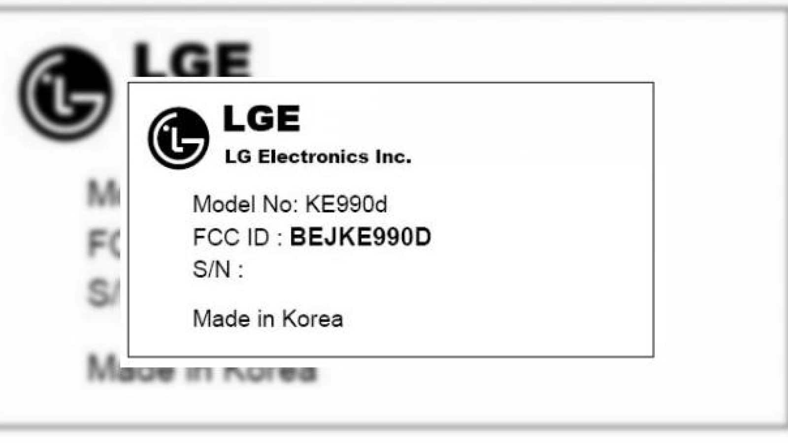 FCC a deconspirat LG KE990d