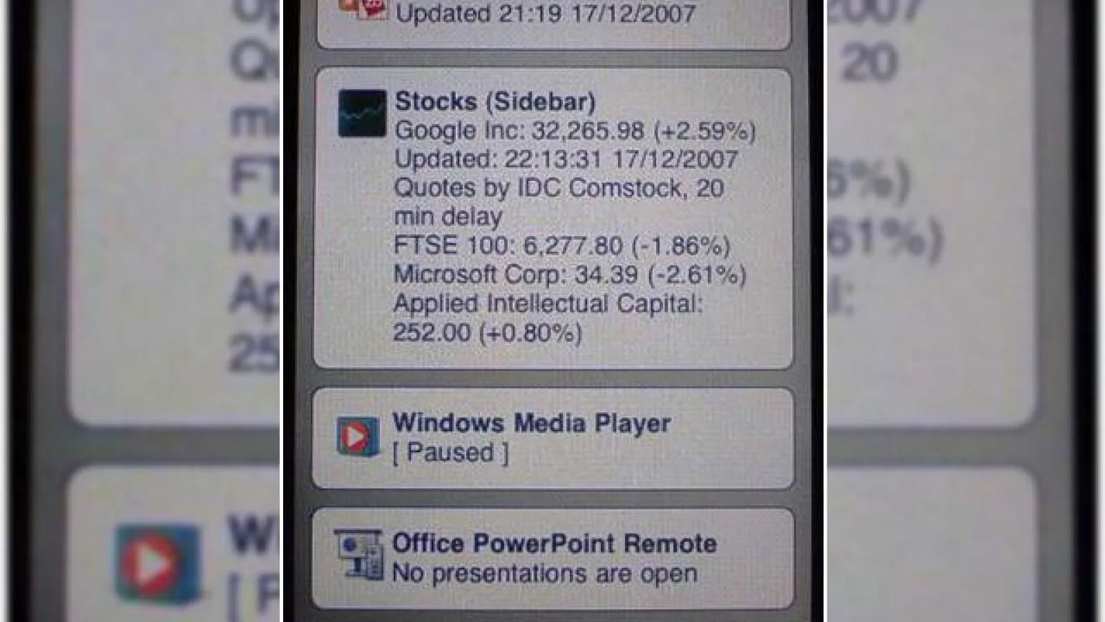Windows Vista SideShow pe iPhone, Nintendo Wii si PlayStation 3