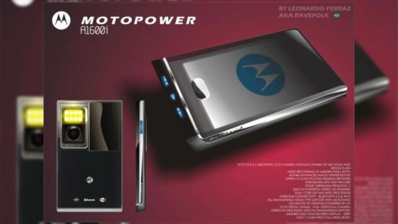 Telefonul Motorola MOTOPOWER A1600i are memorie de 40GB si camera de 5.1 megapixeli