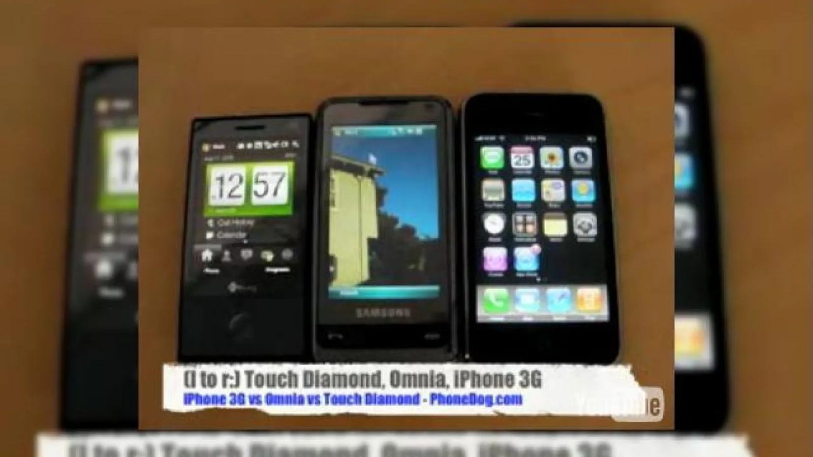 HTC Touch Diamond Versus Samsung Omnia Versus Apple iPhone 3G (Video)