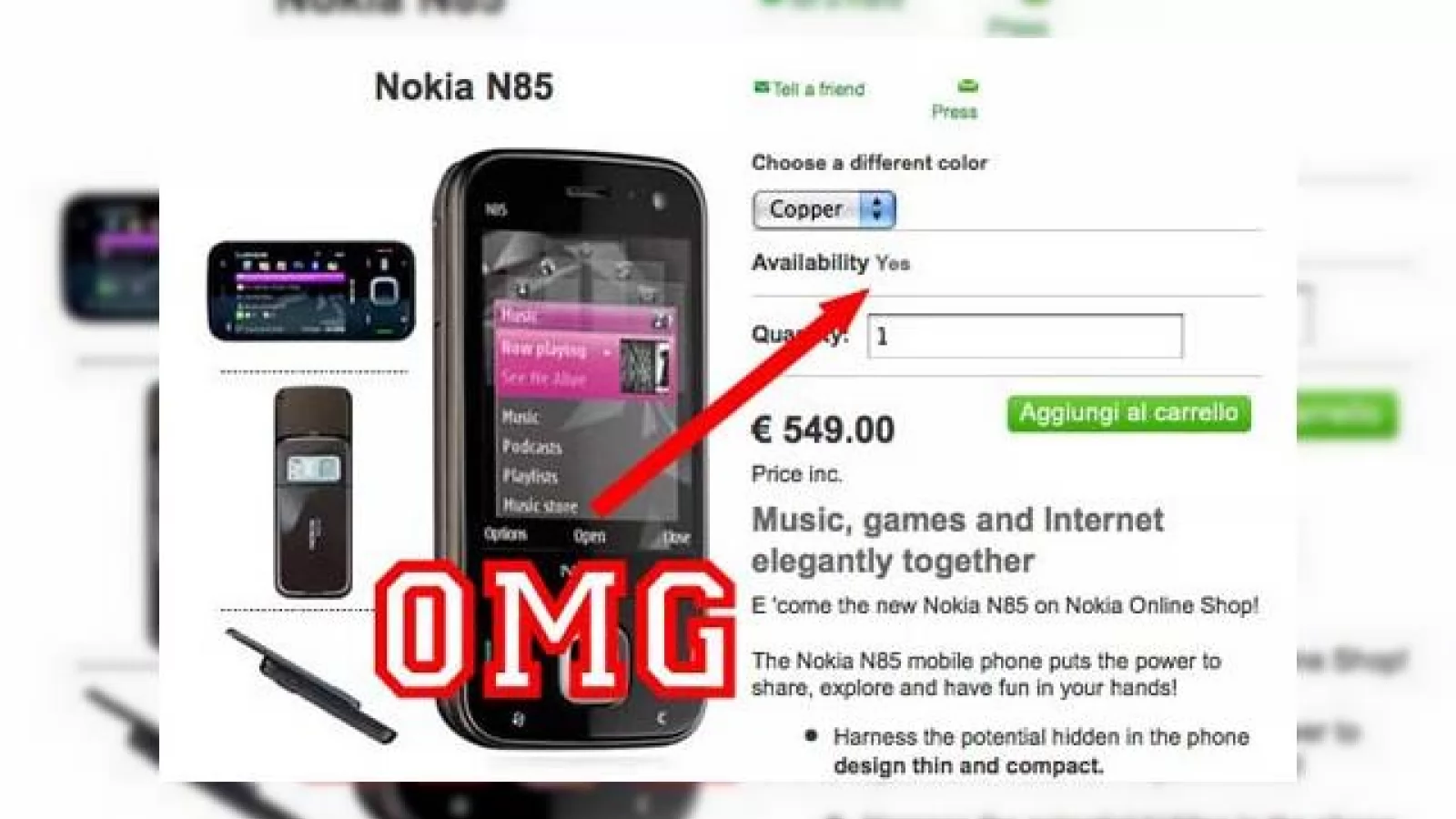 Nokia Italia vinde acum handsetul N85, fanii OLED sunt optimisti