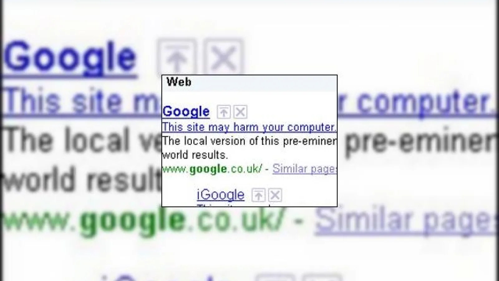 Google a trecut tot Internetul pe lista neagra pe 31 ianuarie 2009