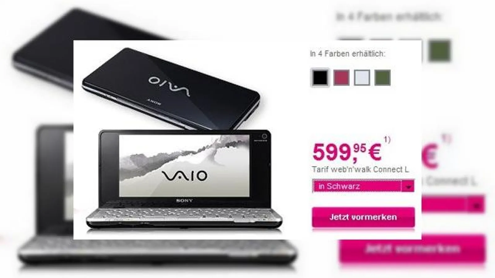 Sony Vaio P, disponibil prin T-Mobile Germany la pretul de 600 de euro