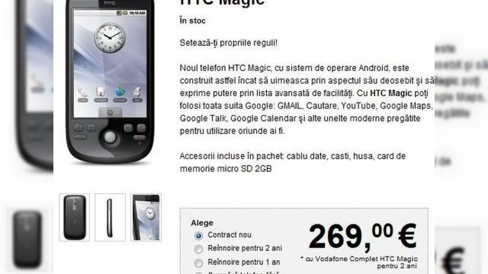Vodafone Romania ofera acum HTC Magic, incepand de la 269 EURO