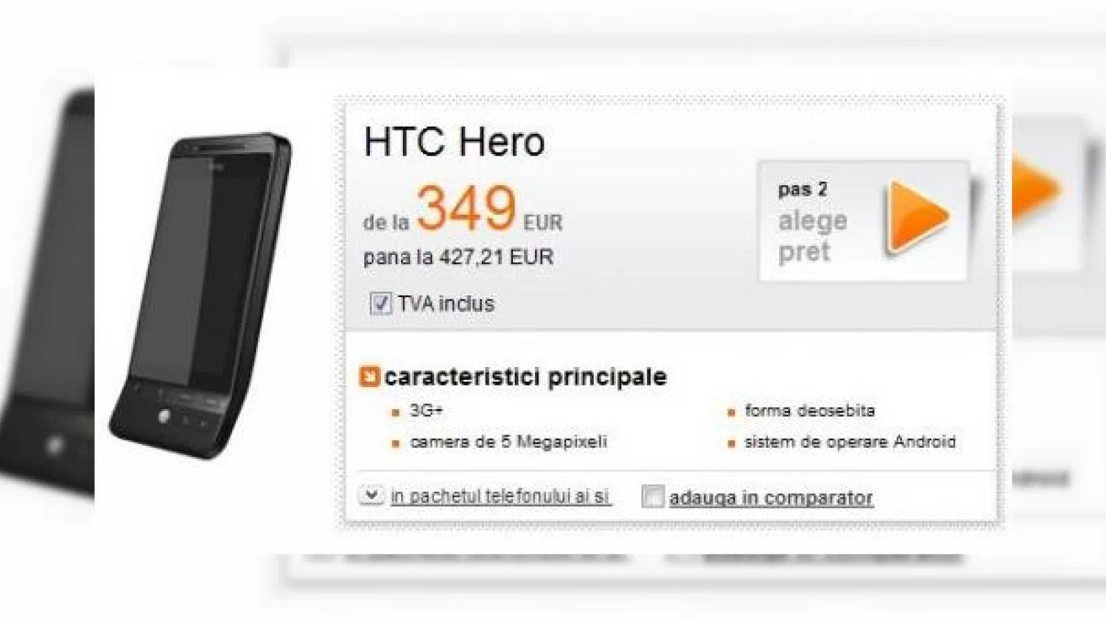 HTC Hero in oferta Orange Romania, incepand cu pretul de 349 EUR