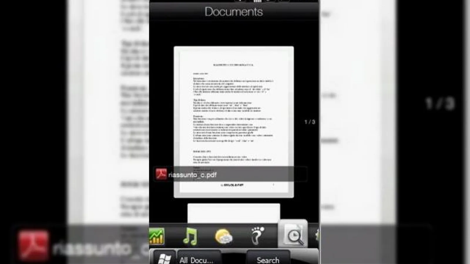 TouchFLO 3D 2.5 are un tab nou: Documents