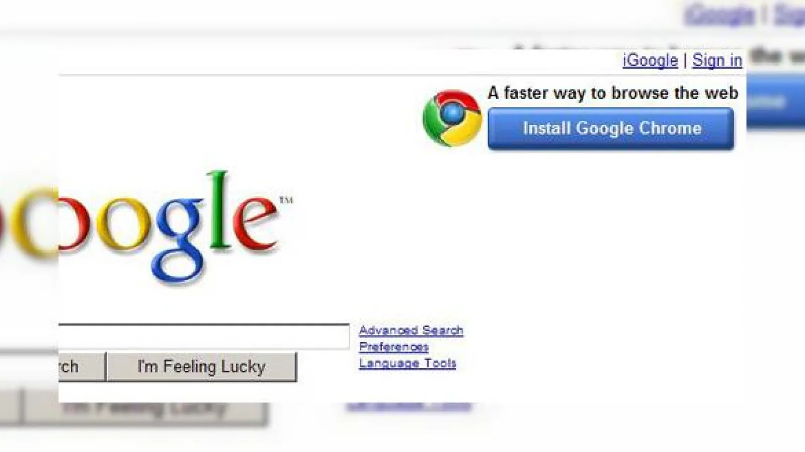 Bannerul Google Chrome pe pagina Google, factorul cheie in succesul browserului