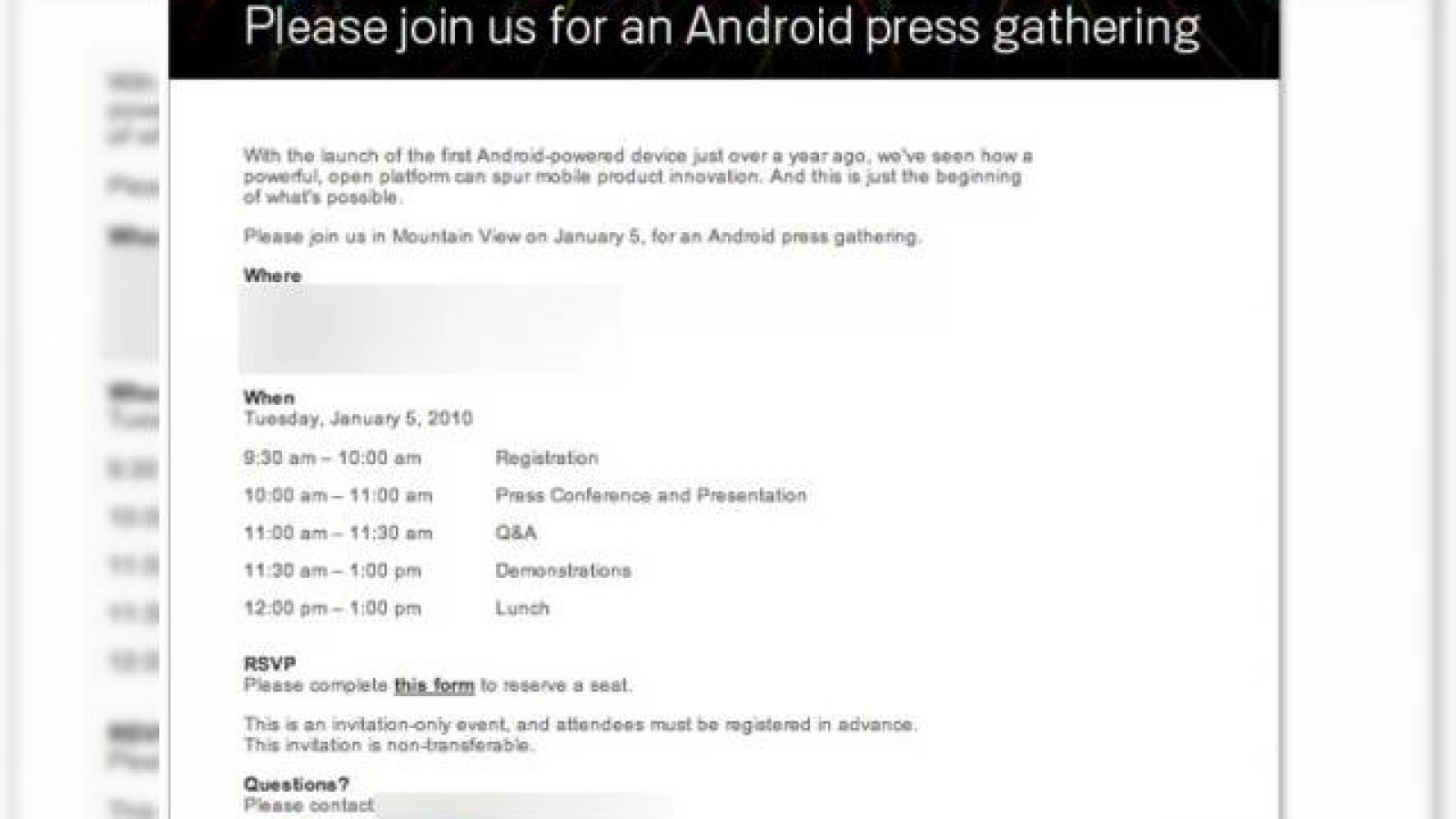Google tine o conferinta de presa pe 5 ianuarie 2010, debutul oficial al lui Nexus One?