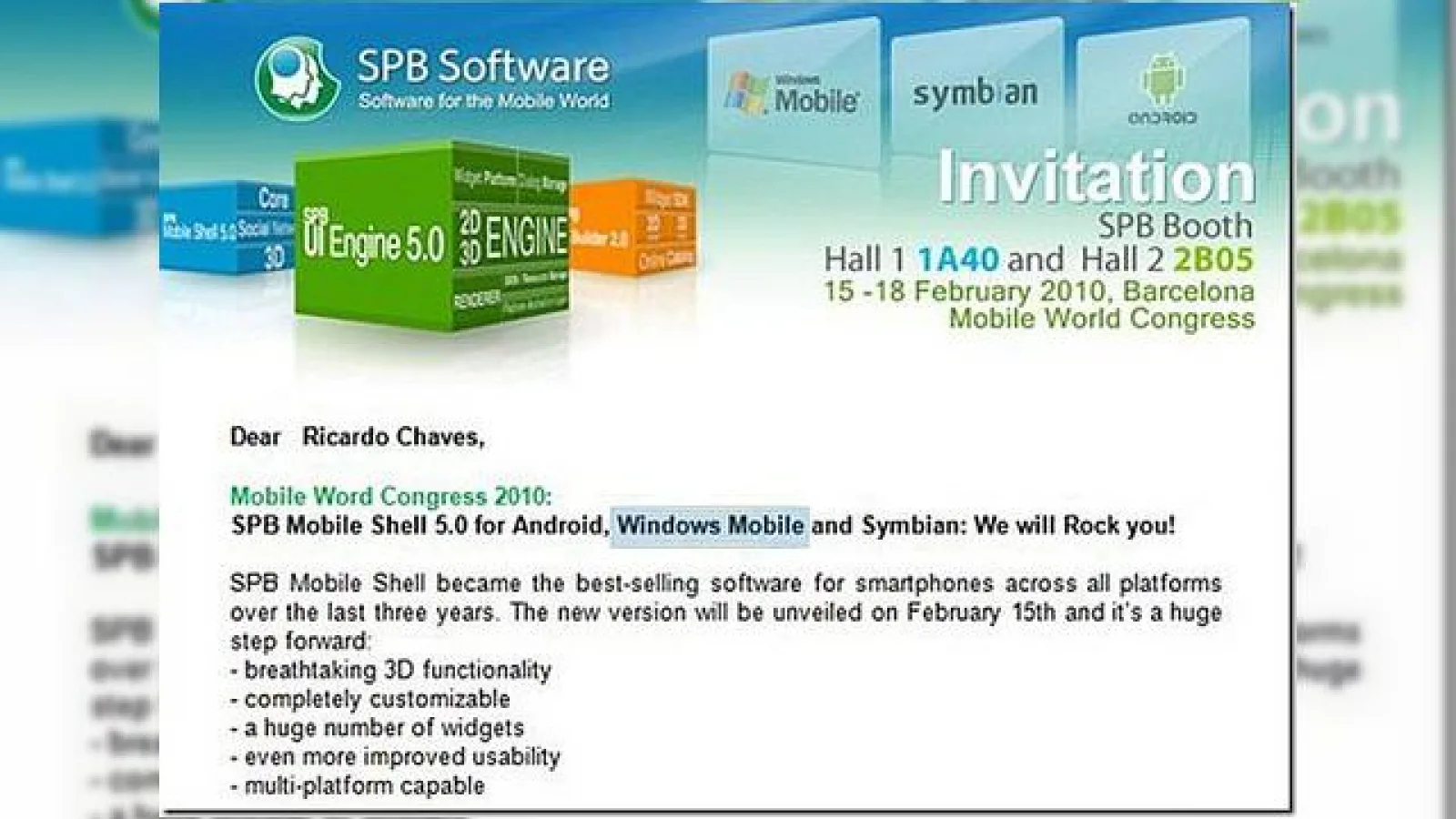 SPB Mobile Shell 5.0 va fi prezentat la MWC 2010