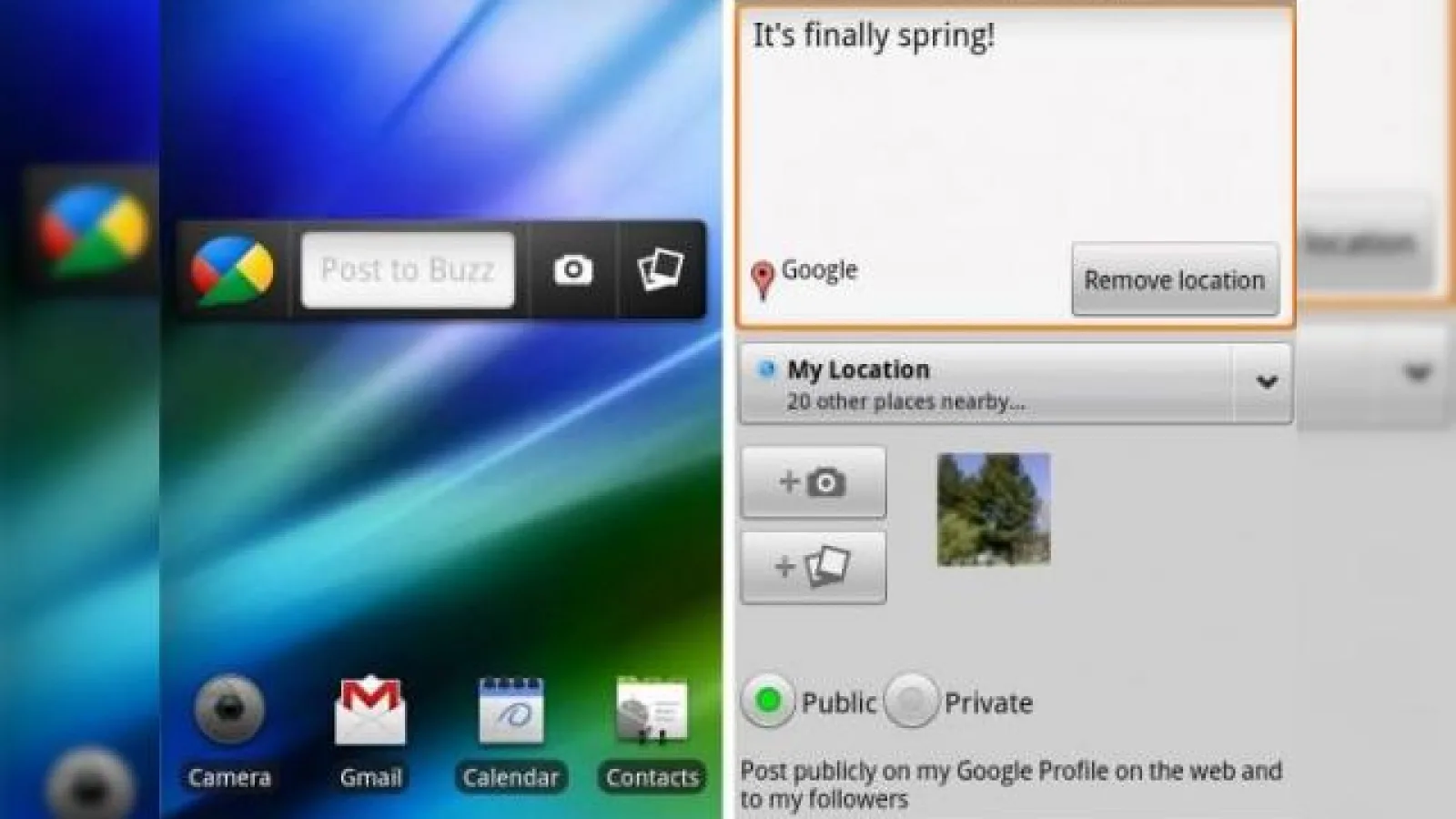 Widgetul oficial Google Buzz, disponibil prin Android Market