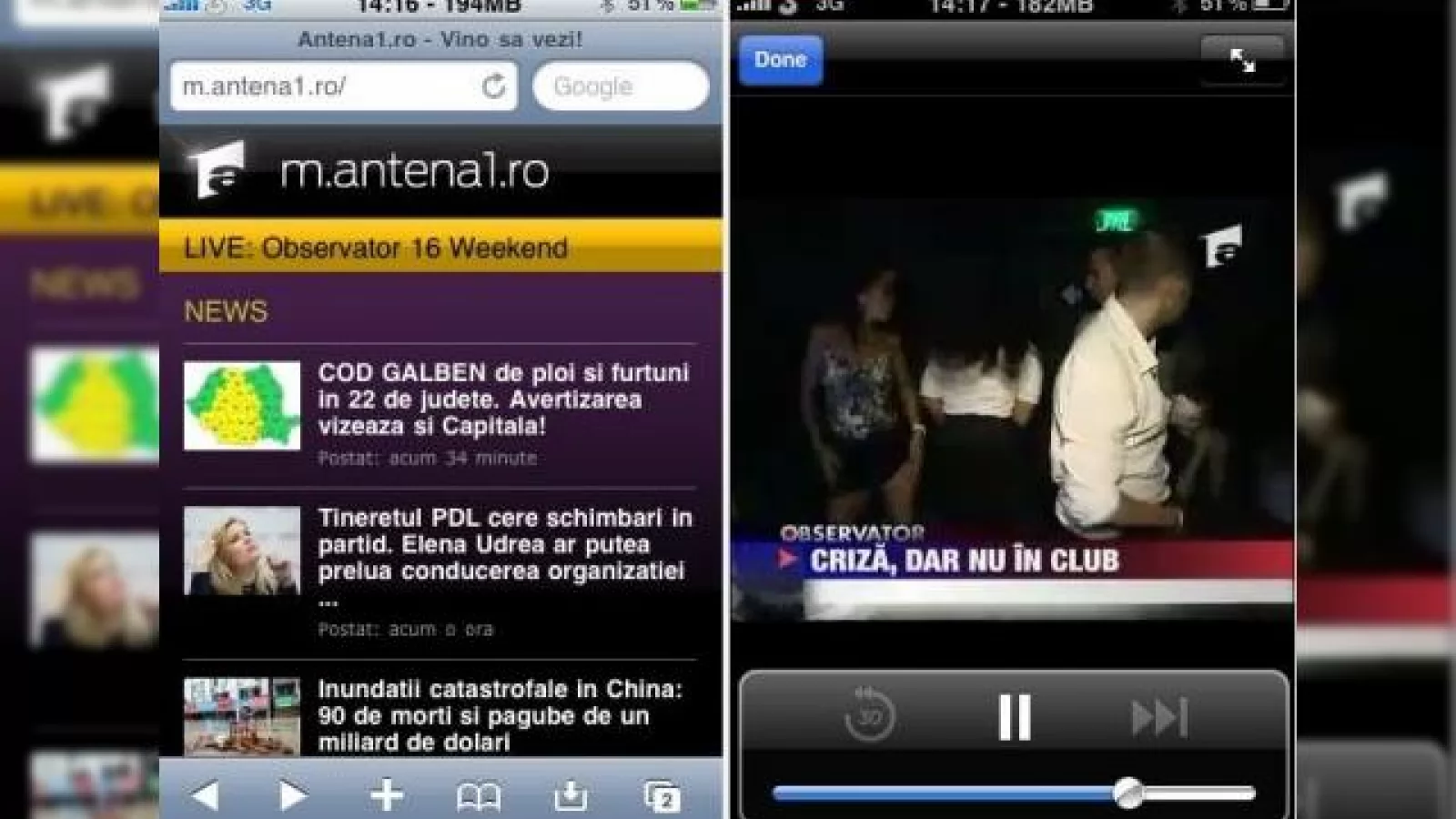 Antena 1, acum live pe iPhone si iPad
