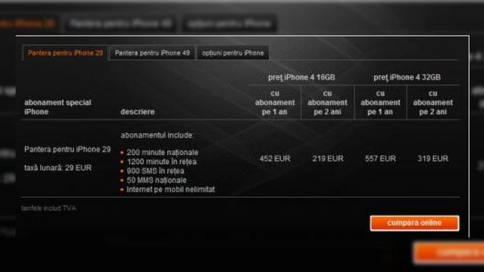 Pretul lui iPhone 4 in Romania, dezvaluit de Orange