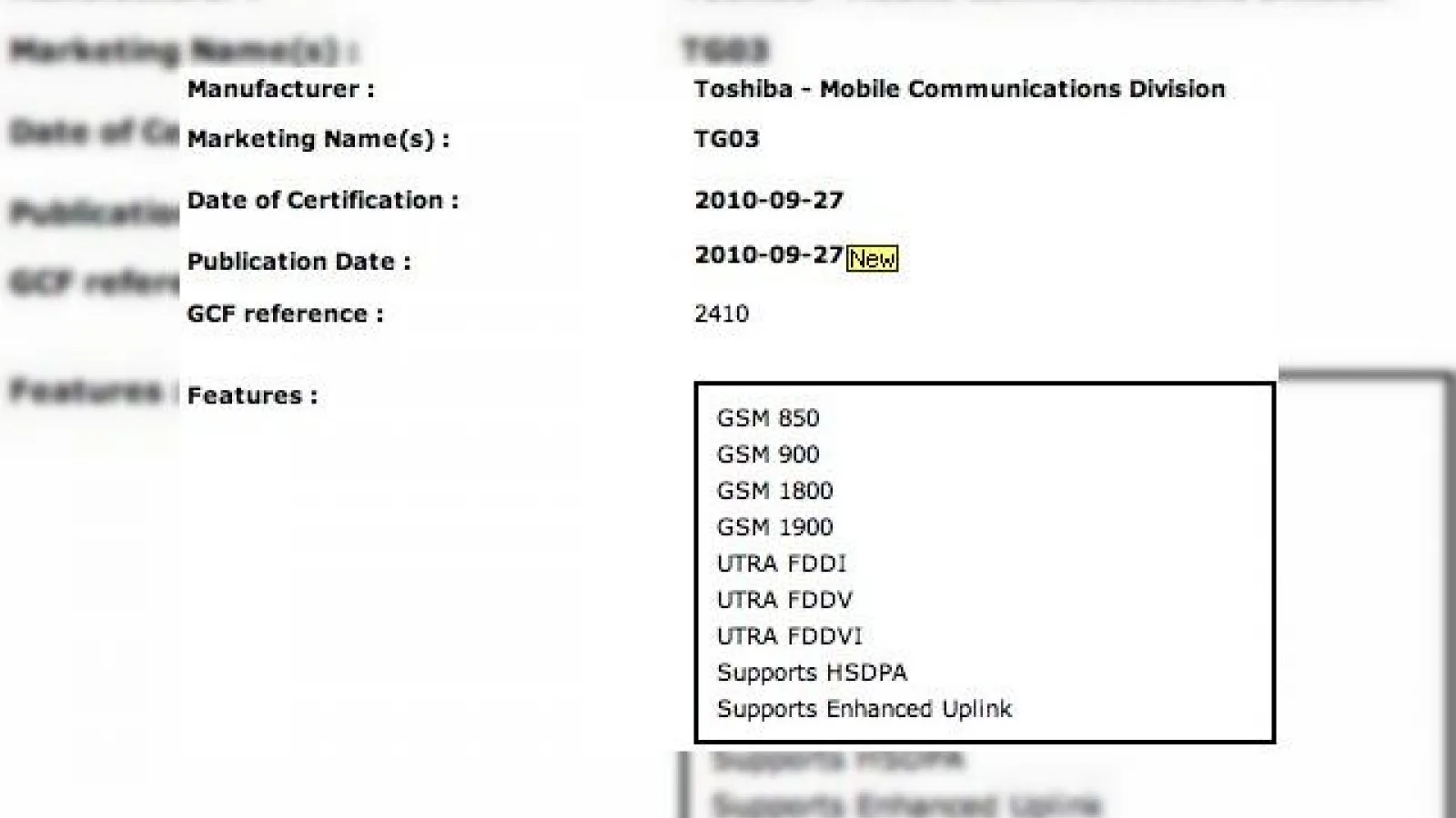 Toshiba TG03, inca un telefon Windows Phone 7?