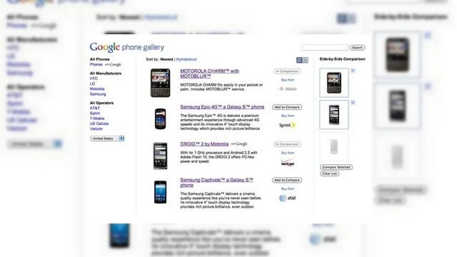 Colectia Google de telefoane Android: Google Phone Gallery